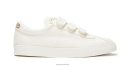 Superga Australia 6JR0T161 White-Gold-White Av | Superga 2843 Club S 3Straps Cotton