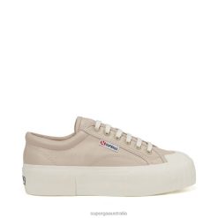 Superga Australia 6JR0T177 Beige White | Superga 2631 Stripe Platform Vegan Fau
