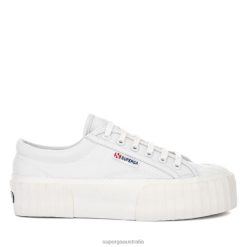 Superga Australia 6JR0T461 White-White | Superga 2631 Stripe Platform Vegan Avorio