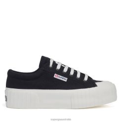 Superga Australia 6JR0T566 Black-White | Superga 2631 Stripe Platform Avorio