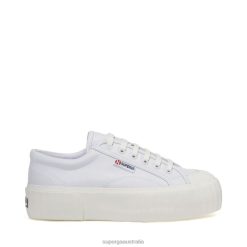 Superga Shoes 6JR0T182 White | Superga 2631 Stripe Platform Vegan Fau