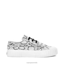 Superga Shoes 6JR0T253 White Black Snake | Superga 2630 Stripe Snake