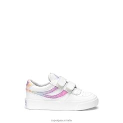 Superga Shoes 6JR0T294 White-Pink Pastel Multic | Superga 2846 Kids Seattle Straps Iride