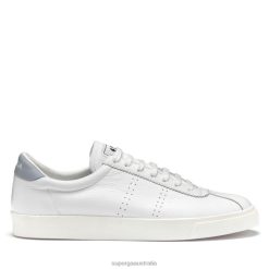 Superga Shoes 6JR0T322 White-Blue Lt Grey | Superga 2843 Club S Comfort Leather -F Avorio