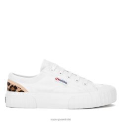 Superga Shoes 6JR0T514 White-Leopard | Superga 2630 Stripe Padded Leopard