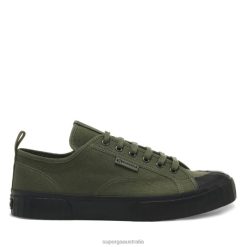 Superga Shoes 6JR0T582 Green Sherwood Black | Superga 2630 Stripe Webbing